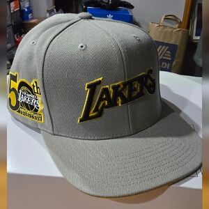 Mitchell & Ness Gray Lakers 50th Anniversary Hat. 7 3/4